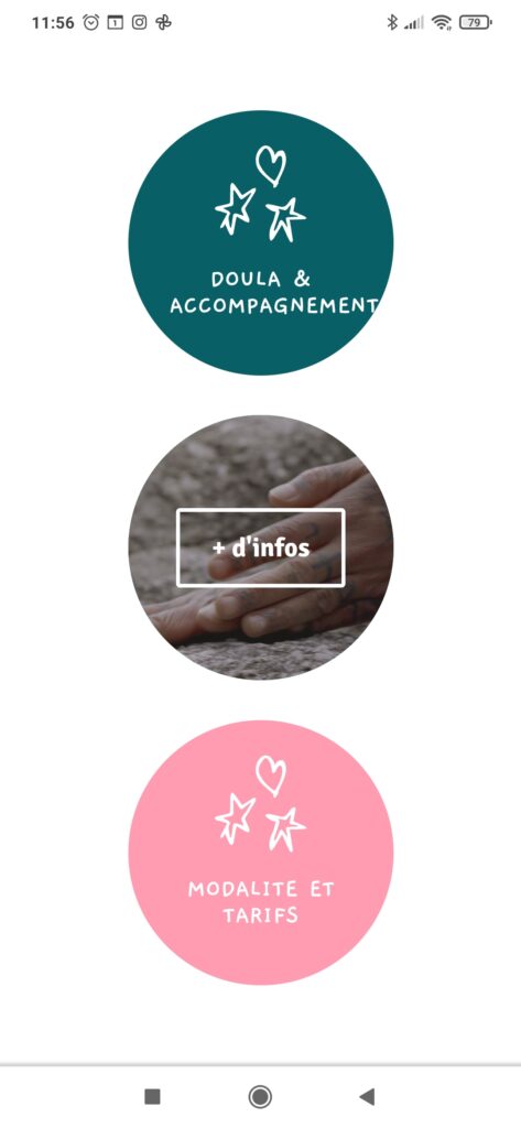 capture d'ecran du site web présences doula sur mobile